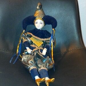 17" Porcelain Doll by Naturally New Orleans Good Luck Harlequin